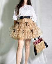 Champagne Polka Dot Tulle Skirt A-line Puffy Knee Length Tulle Holiday Outfit image 10