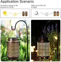 2 Solar Lanterns with Crackle Glass Balls   -   Amber Warm LED Lamps w. 2 Modes image 8