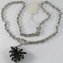 925 Sterling Silver Necklace With Spinel Finely Worked Big Heart Pendant, Italy - $287.00