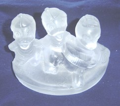 Walt Disney Pressed Frosted Glass Statue Huey, Dewey and Louie  - $39.99