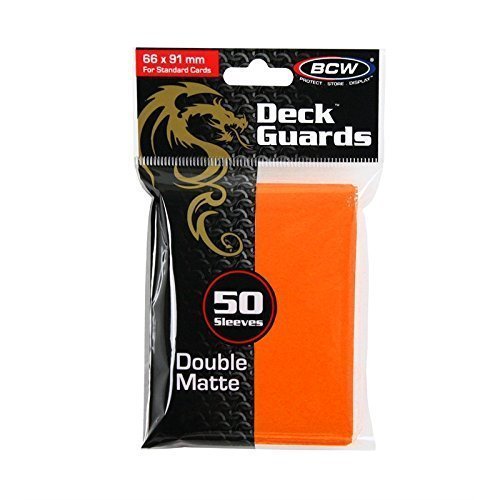 Orange Double Matte Deck Guards Holder with 50 Sleeves by Flat River Group