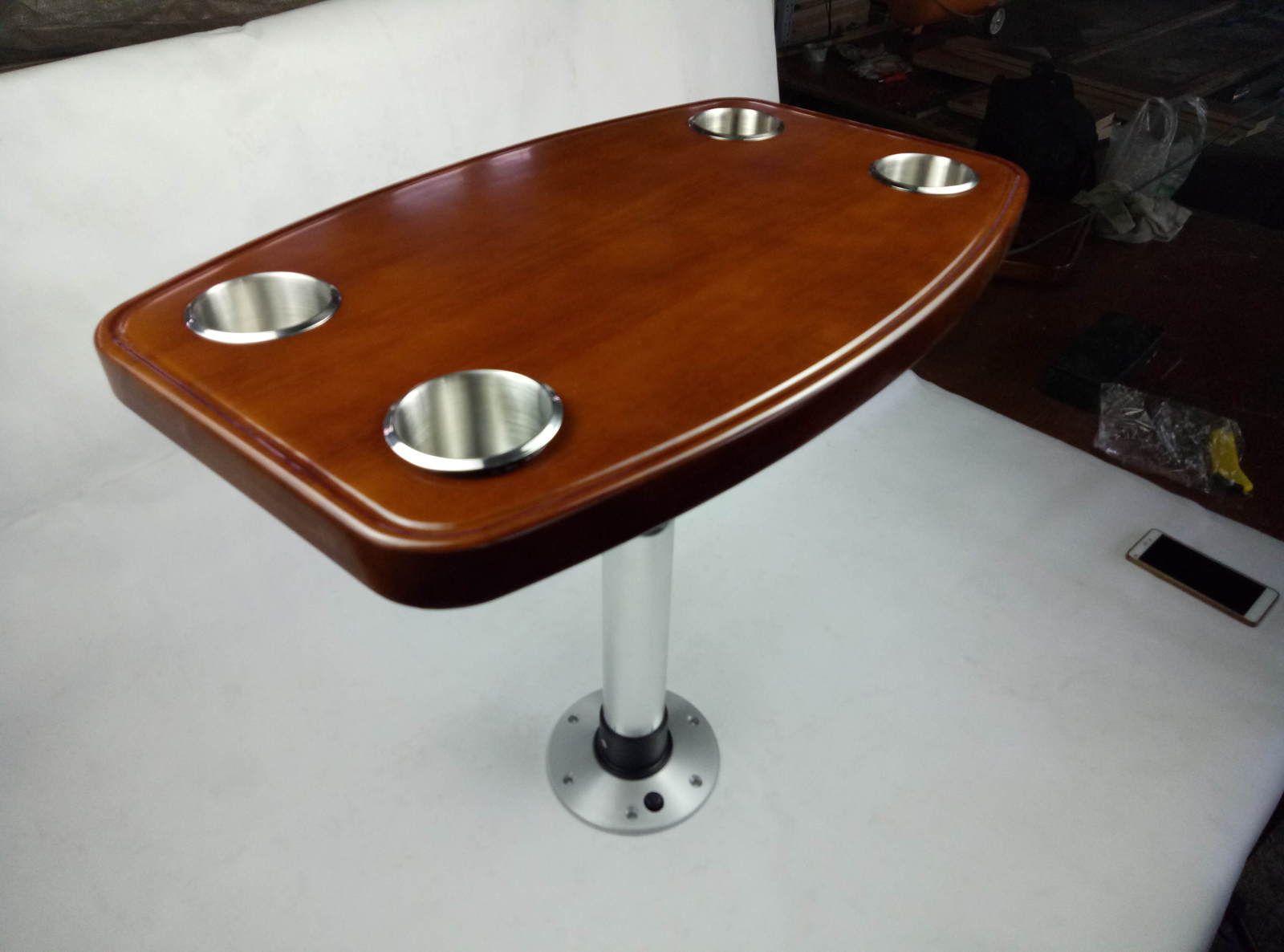 Varnished Oak Table Top 650*400mm With 4 Cup Holders Caravan RV Marine