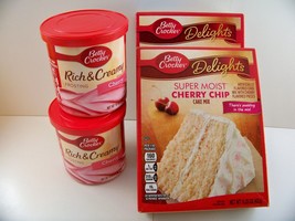 4 Pk - 2 Betty Crocker Cherry Chip Cake 2 Cherry Icing &#39;Gift idea&#39; - $49.97