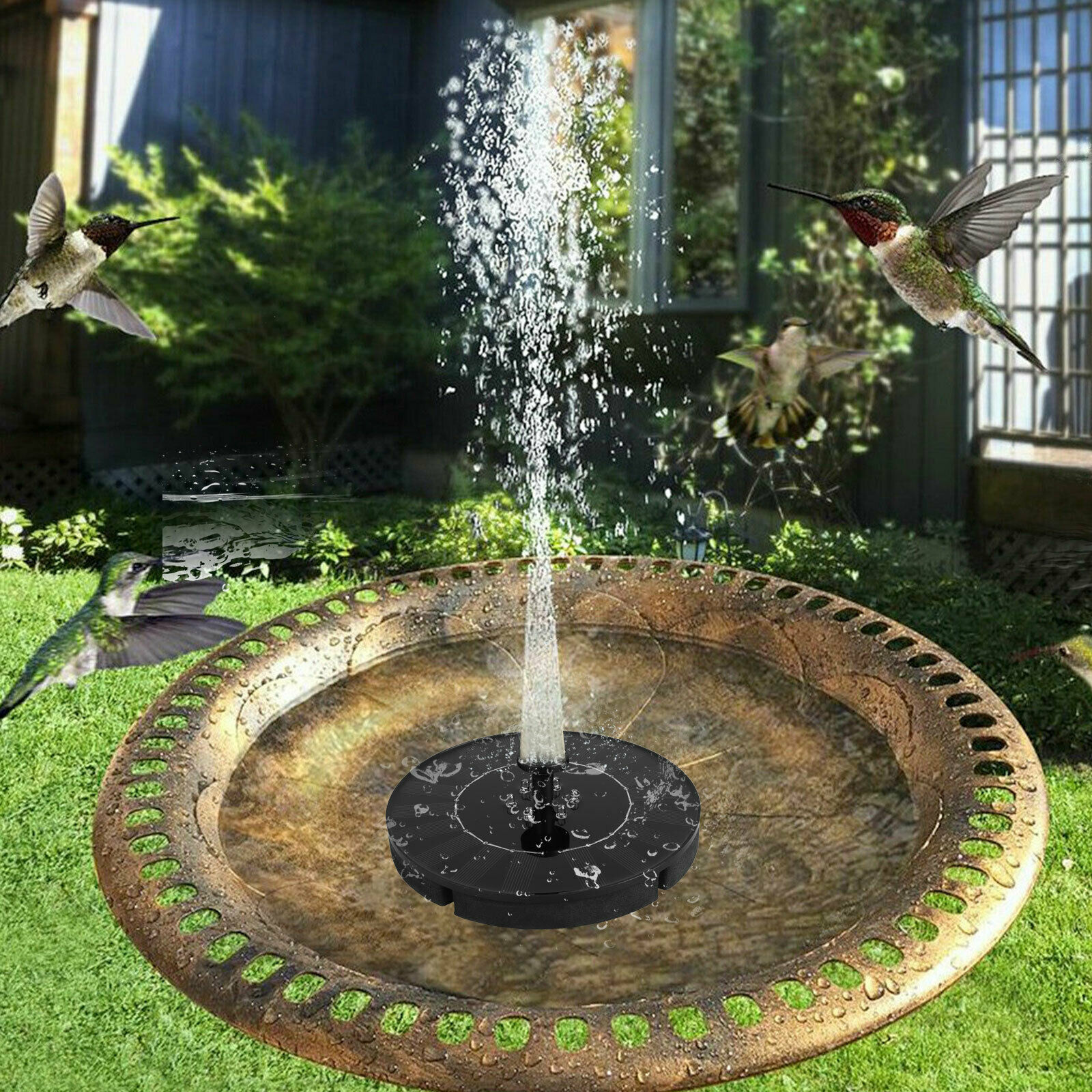 LED Lights Solar Powered Fountain Water Pump Night Floating Garden Bird Bath Kit Solar Water Pumps