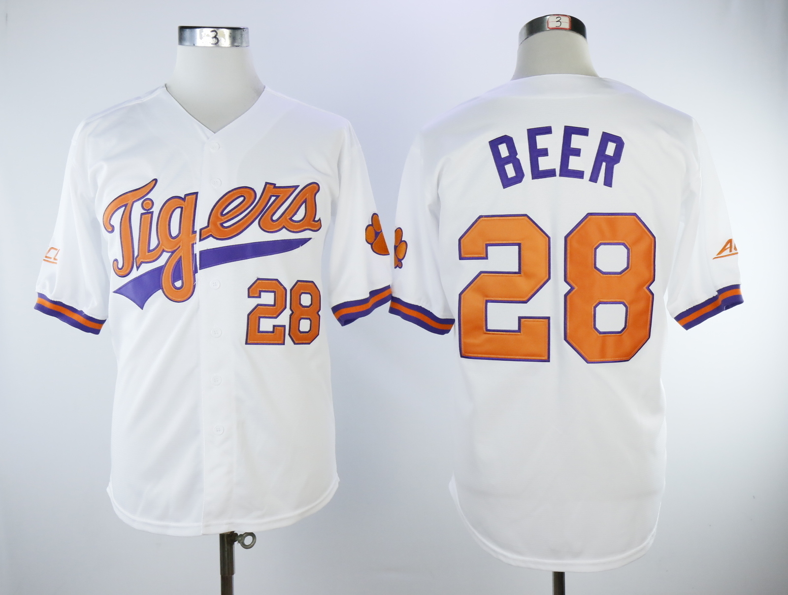 Clemson Tigers Men's #28 Seth Beer Jersey Baseball World Series White Sewn On - Baseball-MLB