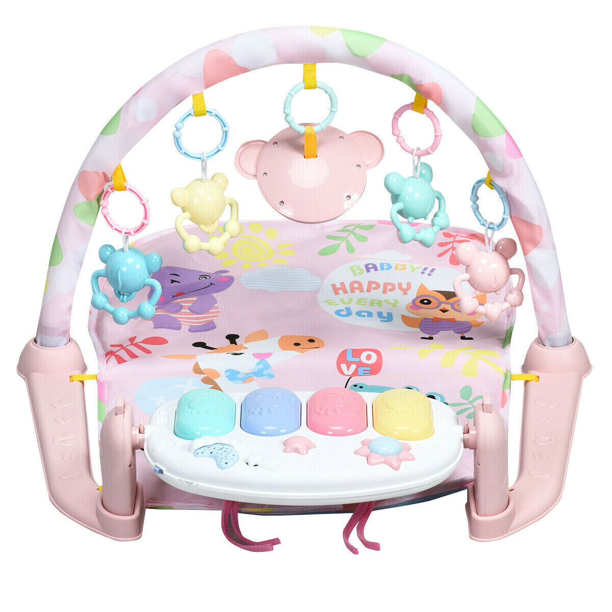 3 in 1 Fitness Music and Lights Baby Gym Play MatPink Developmental