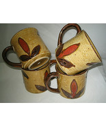 4-pc Stoneware Speckled Brown Mugs with embossed Flowers  Otagiri ? - $29.99