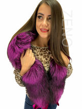 Silver Fox Fur Collar 55' (140cm) Fur Boa Saga Furs Bright Purple Fur Big Scarf  image 5