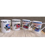 Set 4 NASCAR Racing Coffee Mugs 12 OZ Cup Checkered Flag GIBSON 2002 Col... - $19.79
