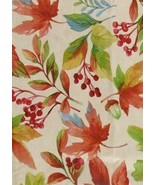 Vibrant Autumn Leaves Berries Acorns Vinyl Flannel Back Tablecloth 52x70... - $19.79