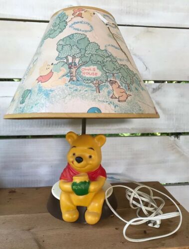 1977 Vintage Winnie The Pooh Nursery Lamp w/ Shade As Is Lights When Plug In USA - Lamps