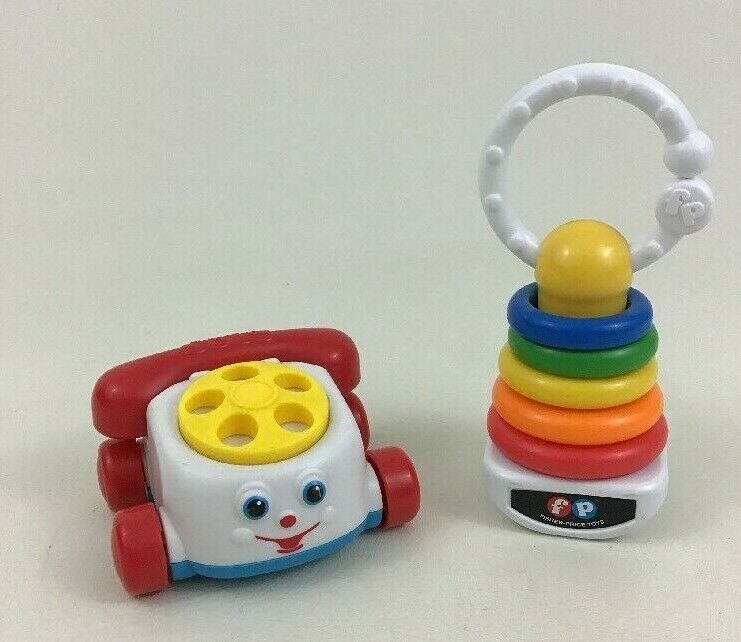 Fisher Price Baby Toys 2pc Lot Vintage Remake Ring Rattle and Clicking ...