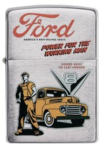 Zippo Lighter - Vintage Ford &quot;Power for the Working Man&quot; Brushed Chrome ... - $25.80