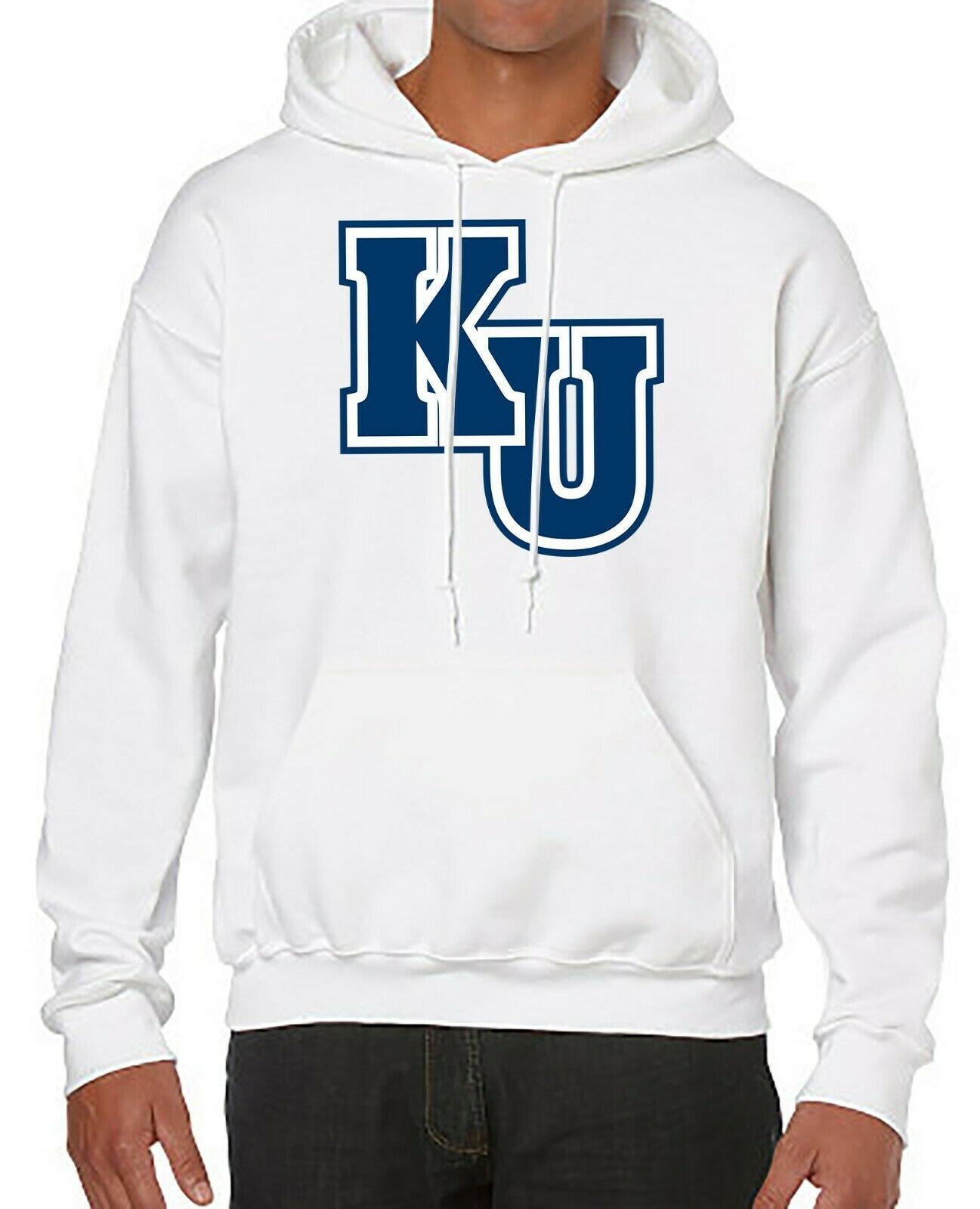 university blue and black hoodie