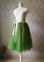 6-layer Puffy Tulle Skirt Plus Size Tulle Ballerina Skirt Midi Length Bow image 2