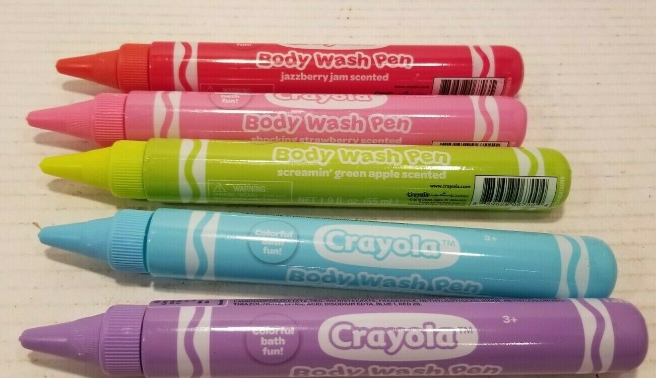Crayola Kids Bathtub Body Wash Pen Set of 5 Different Colors 1.9 fl oz