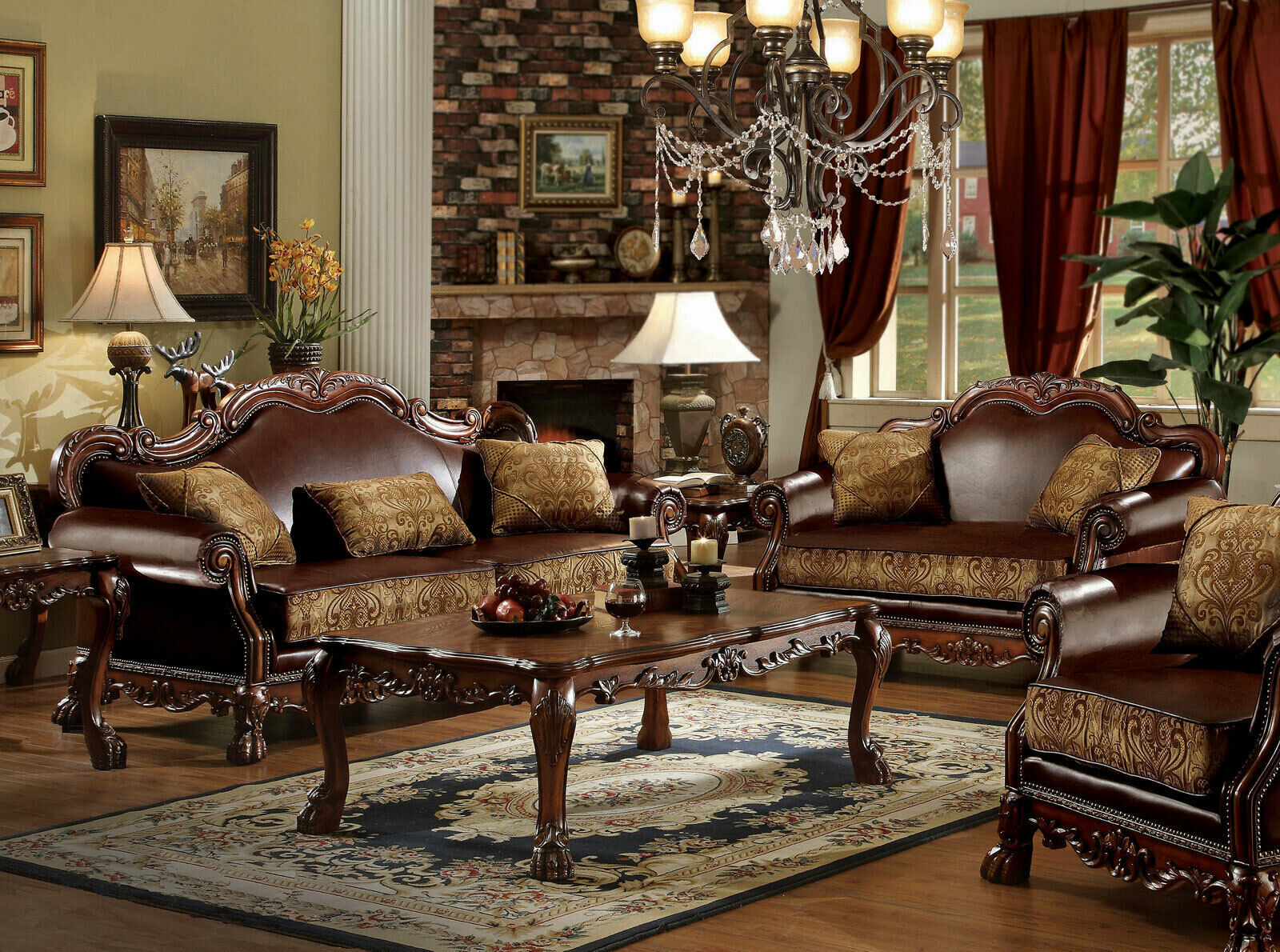 brown faux leather sofa set