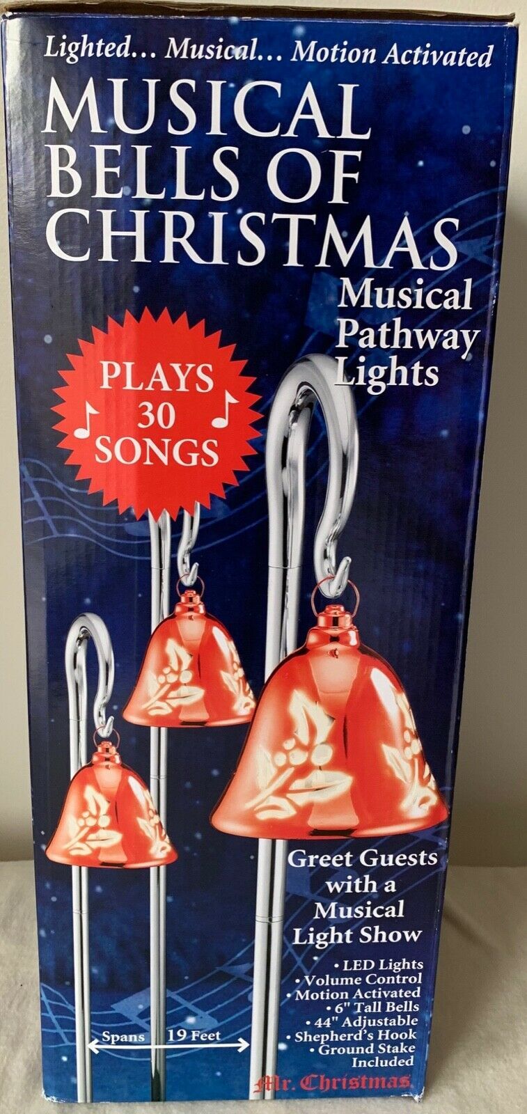 Mr. Christmas 3K Red Color Musical Bell of Christmas Pathway Markers, 30 Songs - Bells