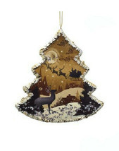 Kurt Adler 5.75" Resin Winter Woods Tree Frame Starry Night Christmas Ornament - $10.88