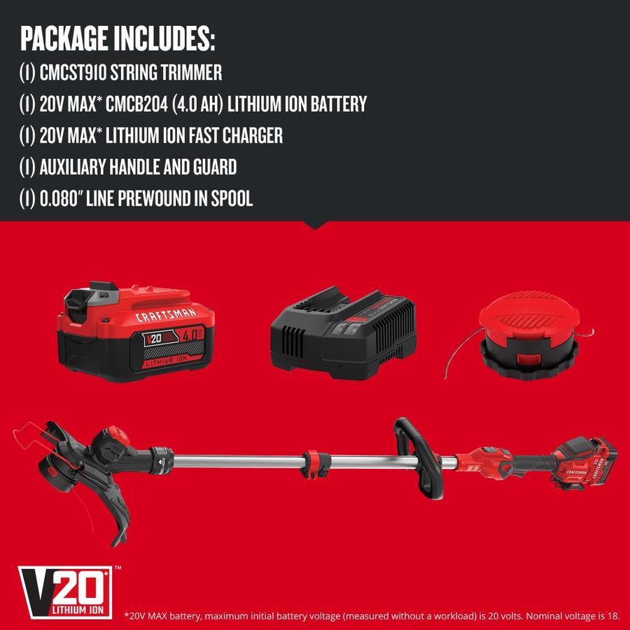 CRAFTSMAN V20 20Volt Max 13in Straight Cordless String Trimmer with