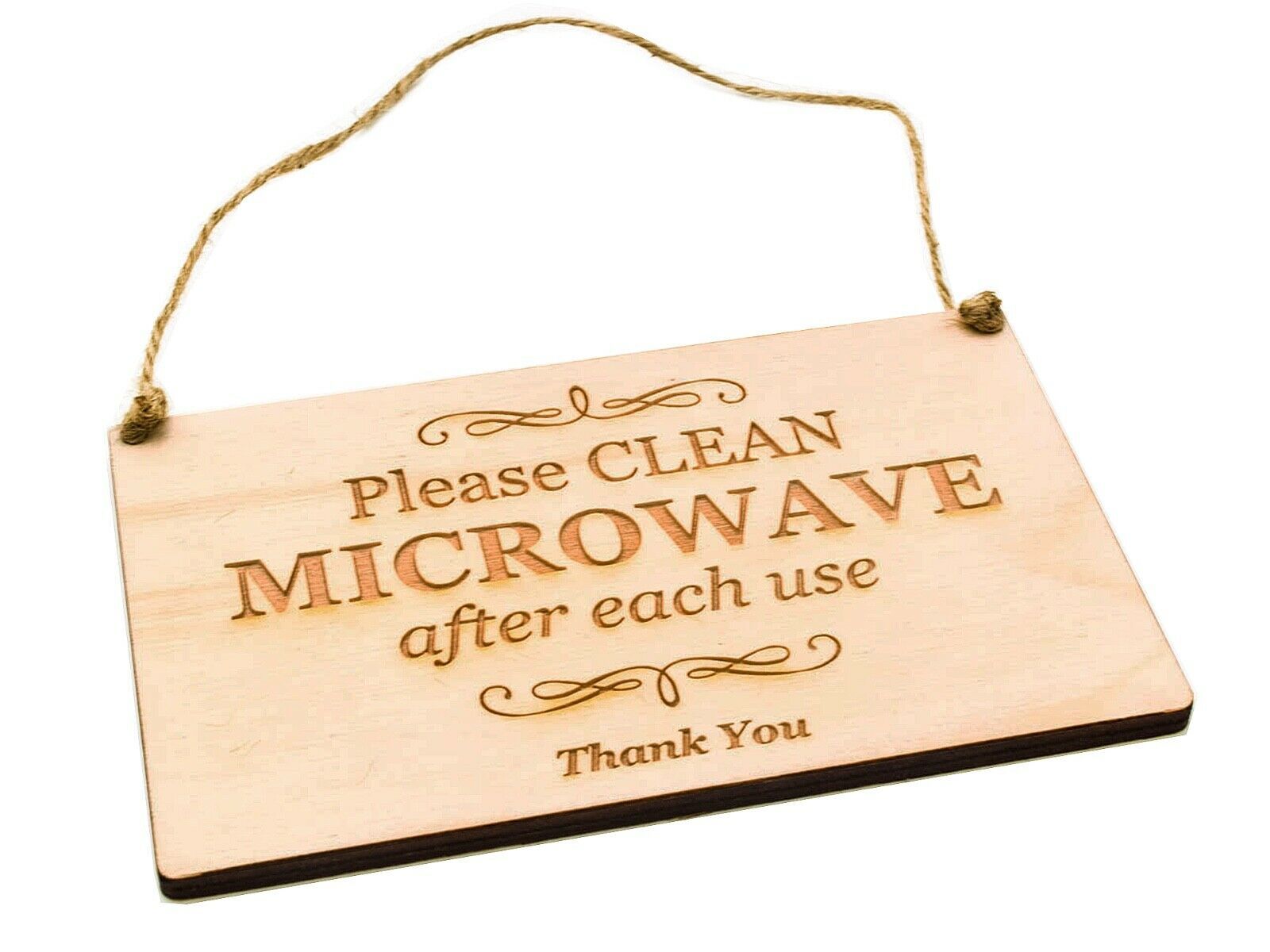Please Clean Microwave After Each Use - Kitchen Engraved Sign, in wood