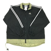 Vtg 90s Adidas Black Full Zip Windbreaker Nylon Swishy 3 Stripe Jacket L Flag Tg - $29.70