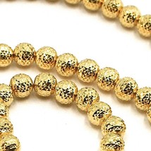 18K YELLOW GOLD CHAIN FINELY WORKED SPHERES 5 MM DIAMOND CUT, FACETED 16", 40 CM image 2