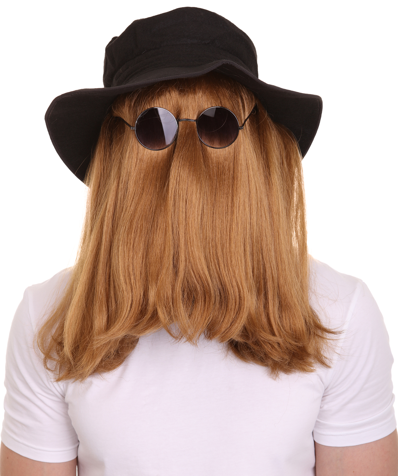 Mens Short Brown Straight Cousin Itt Addams Family Wig with Glass & Hat