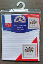 2 DMC Needlework Fabric 14 ct Linen Aida 14in x 18in White n Light Blue stripes - $8.59