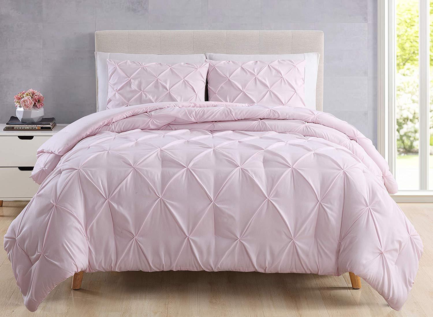 Estellar 3pc King/CalKing Size Comforter Set Pinch Pleat, Pintuck