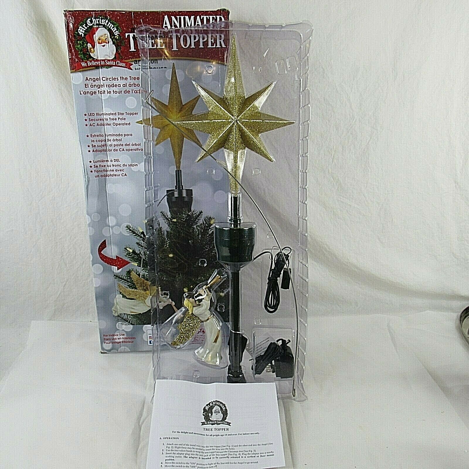 Mr Christmas Tree Topper Angel and Star Lighted Animated Tree Toppers