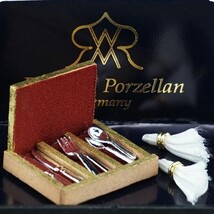 Filled Small Cutlery Tray 1.711/5 Flatware Napkins Reutter Dollhouse Miniature - $16.40