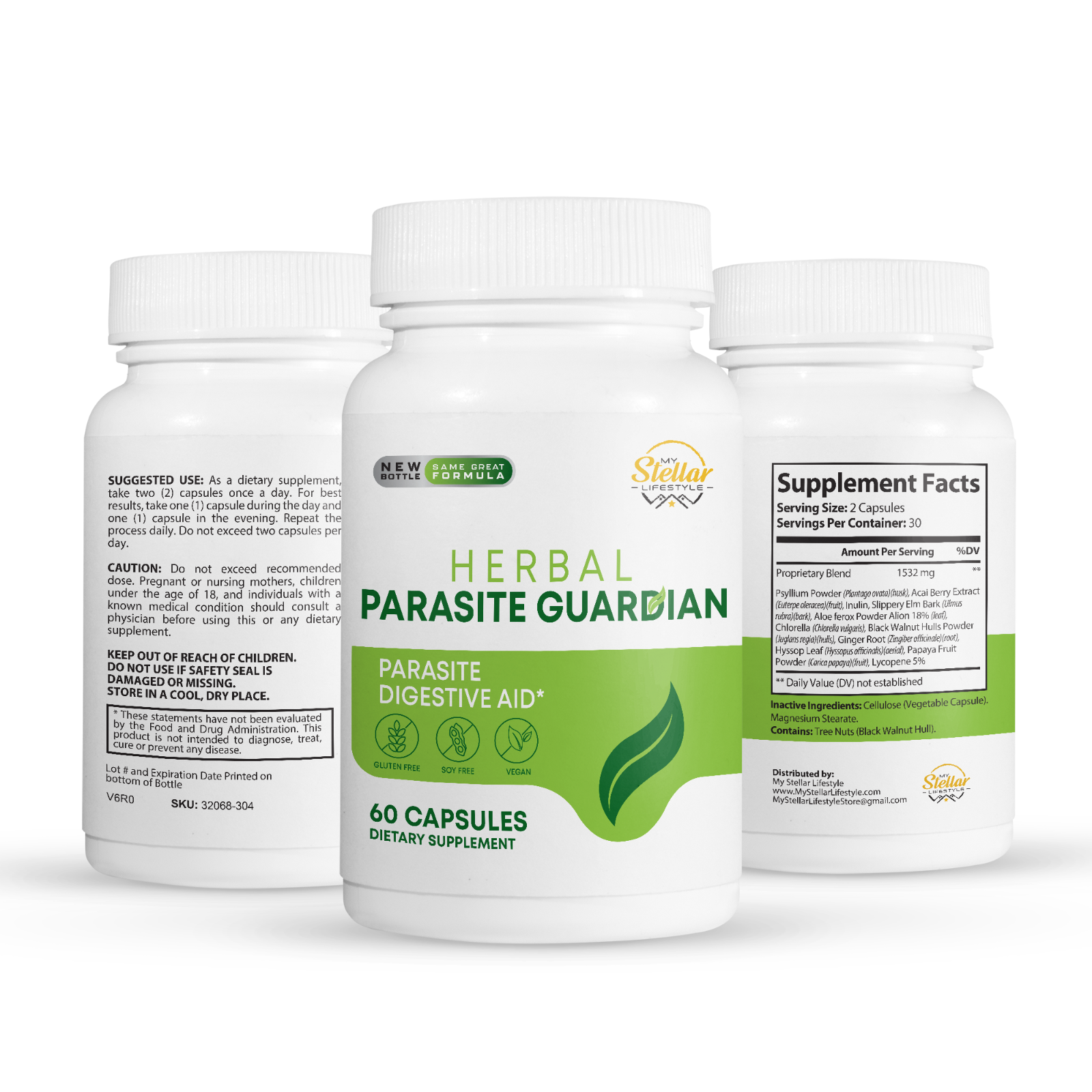 3 Pack Herbal Parasite Guardian, parasite digestive aid60 Capsules x3