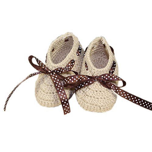 Baby Infant Handmade Crochet Shoes Knit Warm Winter Sock Gift 10CM Beige