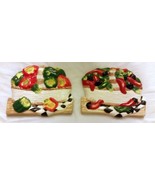 Set of 2 different 3D Wall Art Decor Ceramic Plaques, BASKETS of PEPPERS - $9.89