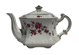 Vintage Ellgreave Delicate Roses Pattern Genuine Ironstone Teapot England - $24.95