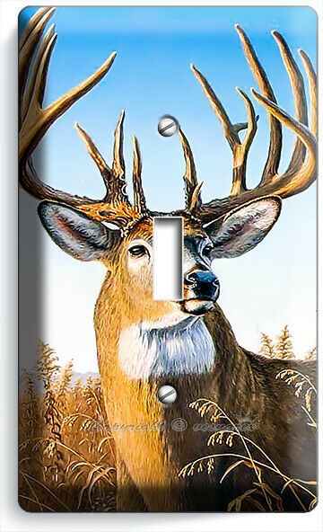 WHITETAIL DEER BUCK ANTLERS 1 GANG LIGHT SWITCH WALL PLATE CABIN ROOM HOME DECOR