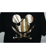 Disney World Men&#39;s Size L  Mickey Mouse GOLD Pirate Black Cotton T-Shirt - $19.79