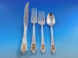 Rose Point Gold Accent by Wallace Sterling Silver Flatware Set 12 Servic... - $3,415.50