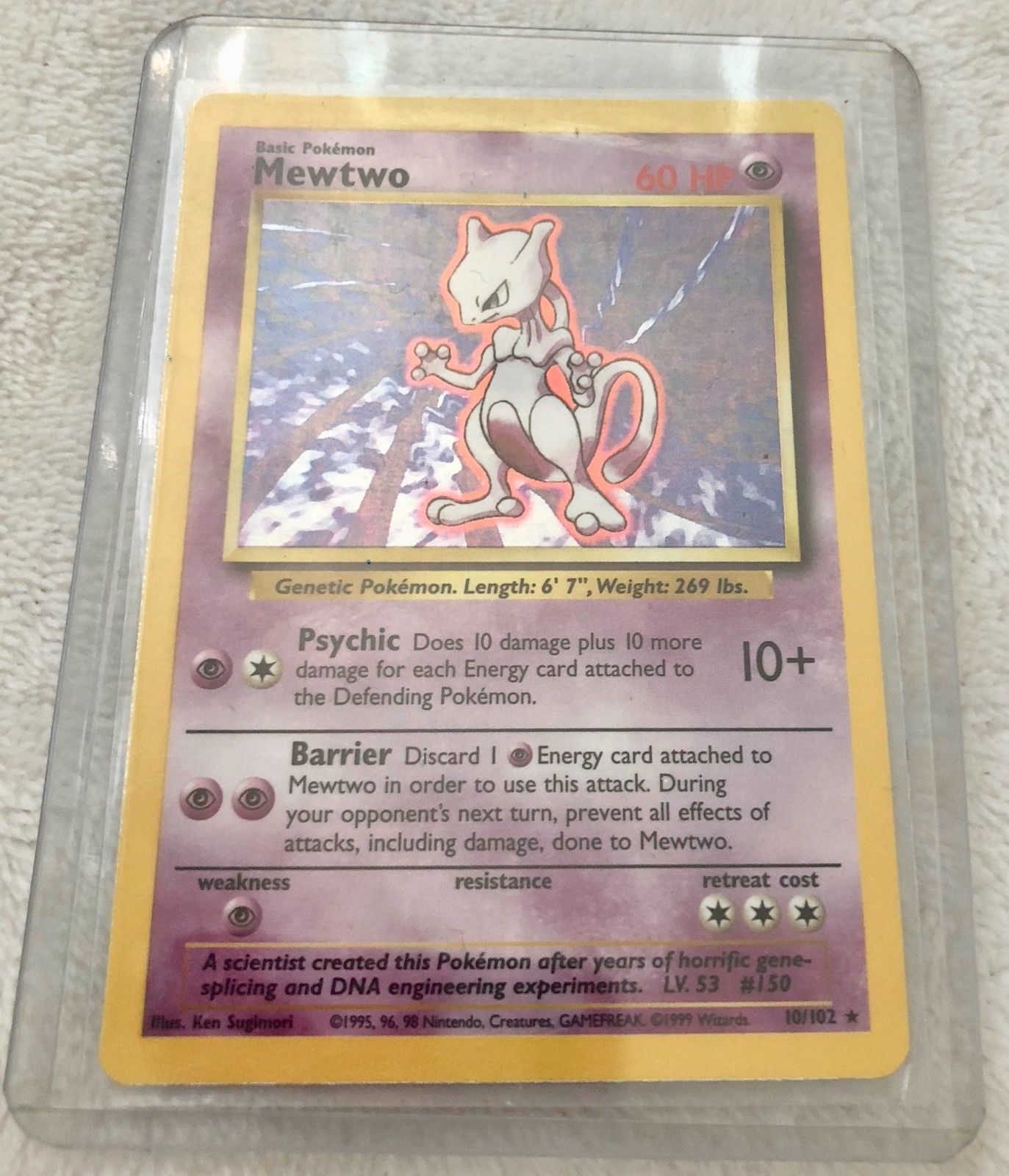 1999 Pokemon Game Holo Mewtwo Holographic Psychic Card #10 10 102 (mint 