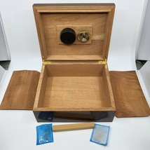 Cigar In Real Brown Wood Box Holder Nut With Humidor And Barometer - $74.99