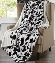 COW SKIN Super Soft Faux Fur Oversized Twin Luxury Sherpa Throw Blanket 50x70 in image 1