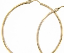 18K YELLOW GOLD ROUND CIRCLE EARRINGS DIAMETER 35 MM WIDTH 1.7 MM, MADE IN ITALY image 1