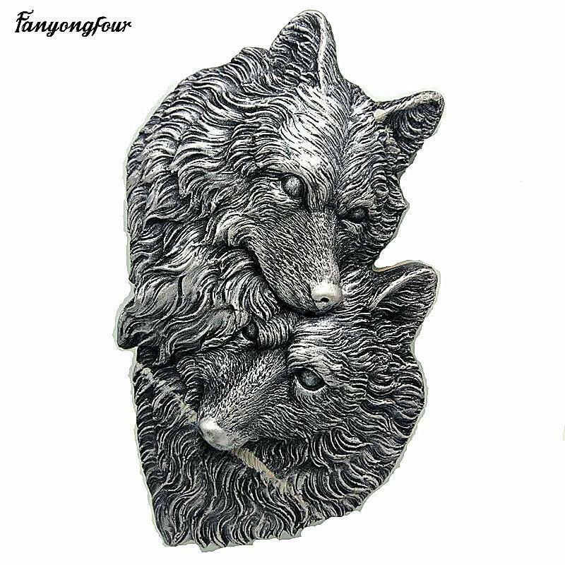 DIY Wolf Couple Head Silicone Mold Concrete Plaster Indoor Decoration Mould