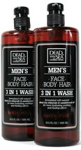 2 Dead Sea Collection 33.8 Oz Men's Sandalwood Oil Face Body Hair 3 In 1 Wash