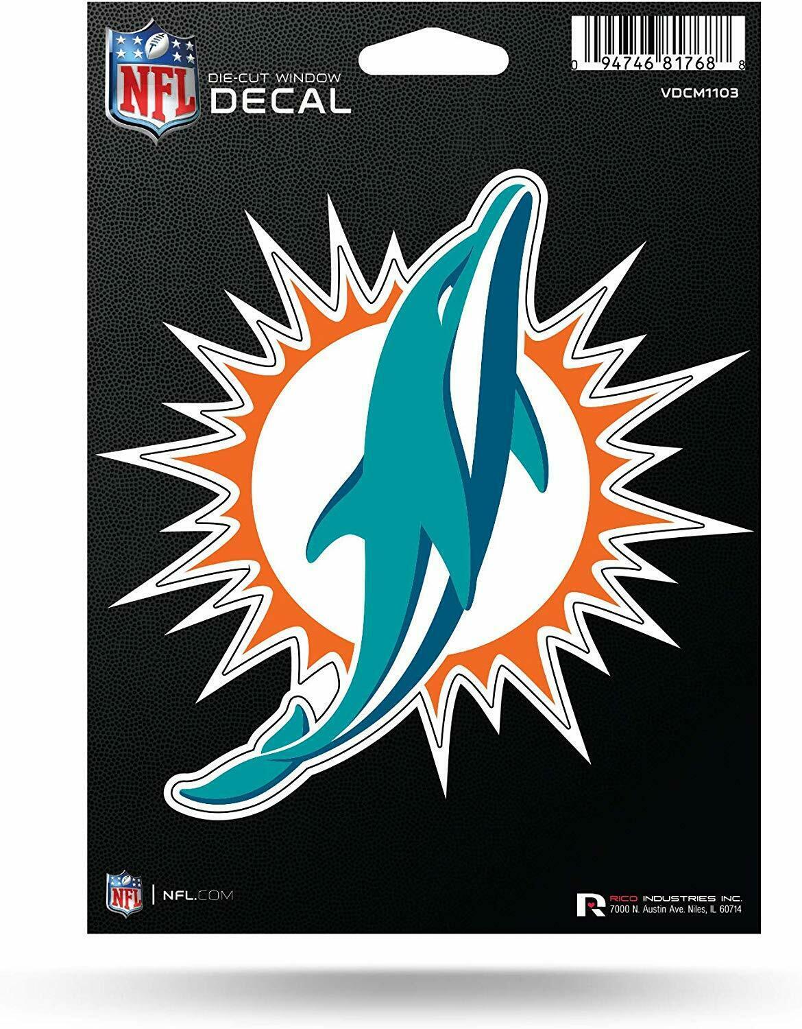 RICO NFL Miami Dolphins Diecut Vinyl Decal Sticker 5"x 6" 2-4 Day ...