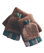 Winter Cute Cartoon Warm Knitted Wool Gloves, Brown Bean Sprouts - $25.02