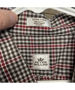 Peter Millar Crown Men&#39;s Size XL Button Down Red Brown Check Long Sleeve... - $20.00