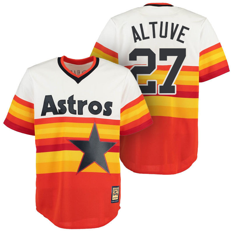 Men's Houston Astros baseball Jersey #27 Jose Altuve Jersey Orange Throwback - Other ...