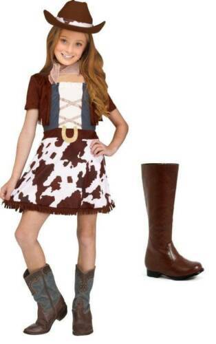 Disguise - Girls cowgirl rodeo rider dress hat scarf & cowboy boots halloween costume- 4/6